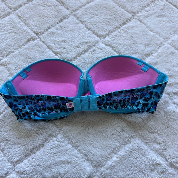 Victoria's Secret PINK | Blue Leopard Strapless Multi Way Push Up Bra | Size 34B - Picture 5 of 10